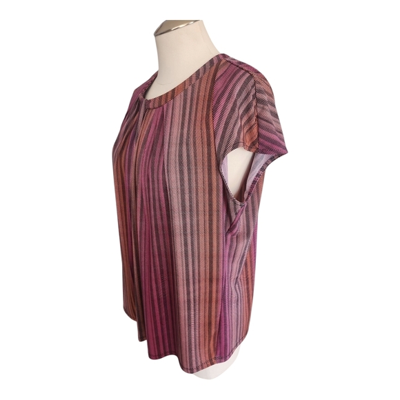 Worthington Striped Multicolor Women's Blouse Stripes Cap Sleeve XL - Picture 2 of 8